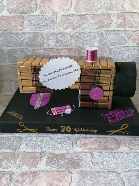 Pralinen Nähmaschine zum Geburtstag/Ruhestand